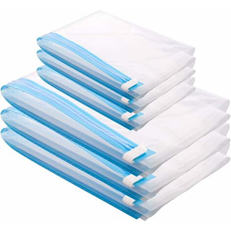 Vakuum-Aufbewahrungsbeutel für Kleidungsstücke 10 Transparente blaue Doppelreißverschlusstasche - bleu