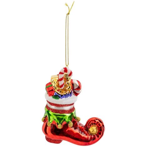 Sujet botte cadeaux verre H.11cm rouge - Atmosphera créateur d'intérieur