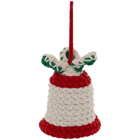 Sujet cloche décor houx coton crochet H.9cm blanc - Feeric lights & christmas