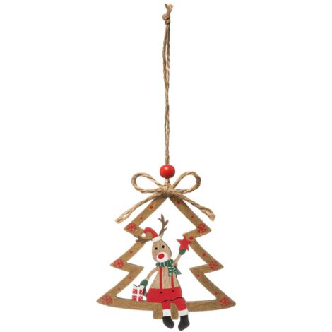 Sujet de Noël Bois Sapin Père Noël Renne 2 Assortiments - Feeric lights & christmas