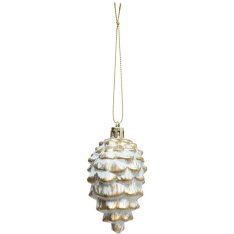 Sujet de Noël Pomme de Pin "Neige " 8cm Or