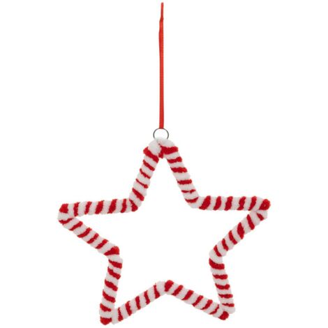 Sujet étoile sucre d'orge textile H.14cm rouge - Feeric lights & christmas