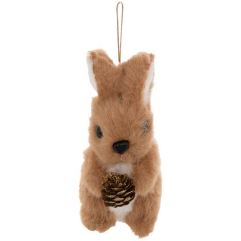 Sujet Kaninchen Fell Brotapfel Polystyrol H.12cm braun - Atmosphera créateur d'intérieur