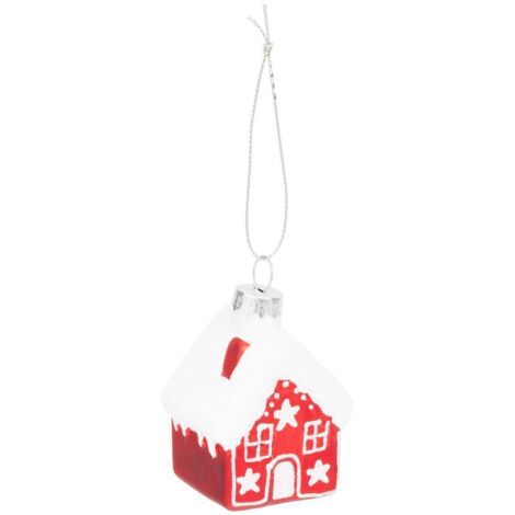 Sujet maison H.7cm verre rouge et blanc - Feeric lights & christmas