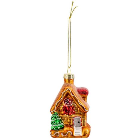 Sujet maison pain d'épice verre D.8cm rouge - Atmosphera créateur d'intérieur