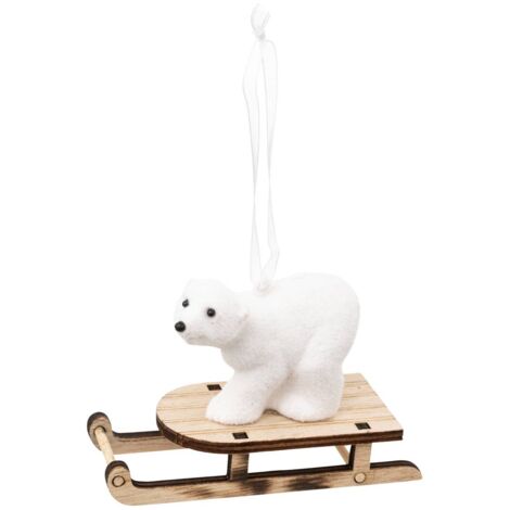 Sujet ours polaire luge 10cm polystyrène - Atmosphera créateur d'intérieur