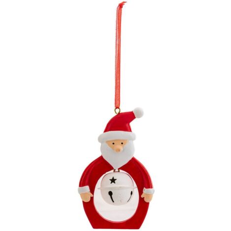 Sujet Père Noël grelots résine H.10cm rouge et blanc - Atmosphera créateur d'intérieur