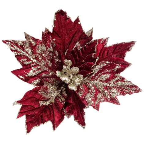 Sujet poinsettia D.25cm rouge or - Feeric lights & christmas