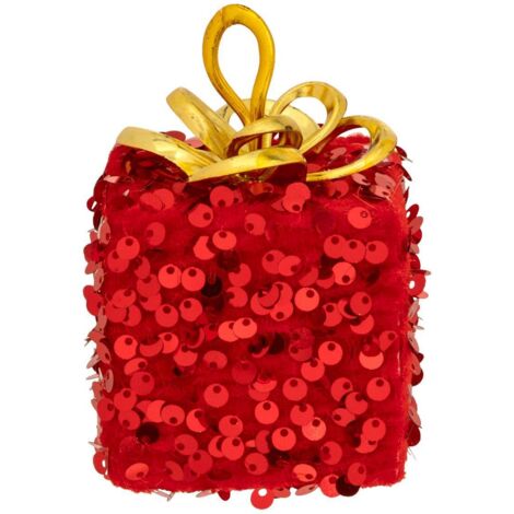 Sujet polystyrène cadeau sequins H.10cm rouge - Feeric lights & christmas