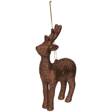 Sujet Rentier Glitter Polystyrol H.14cm braun - Atmosphera créateur d'intérieur