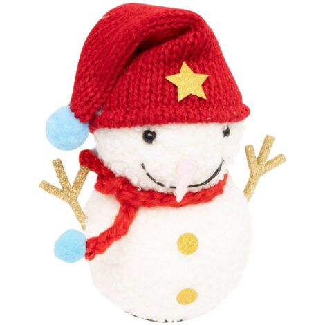 Sujet Schneemann Kuscheltier Polystyrol H.13cm weiß - Atmosphera créateur d'intérieur
