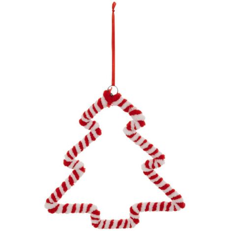 Sujet Tannenbaum Zuckerstange Textil H.15cm rot - Feeric lights & christmas