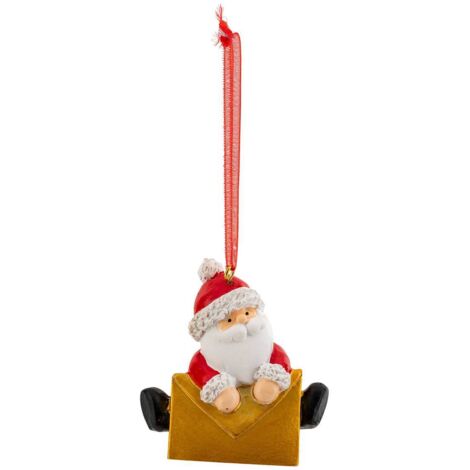 Sujet Weihnachtsmann Goldener Buchstabe H.6cm rot - Atmosphera créateur d'intérieur