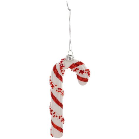 Sujet Zuckerstange Glas H.15cm rot und weiß - Feeric lights & christmas