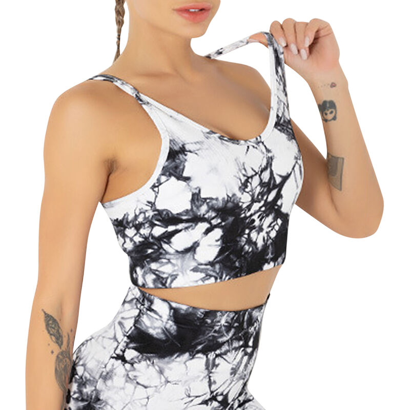 

Asupermall - Sujetador deportivo para mujer Estampado con tenido anudado Almohadilla extra¨ªble que absorbe la humedad Yoga Correr Fitness Top Ropa