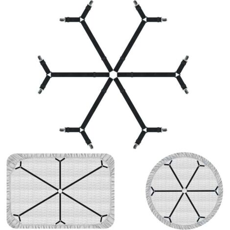 Sujetadores elásticos cruzados KZQ mejorados, correas ajustables de 6 posiciones, clips para sábanas ajustables para colchones individuales, queen y king (negro)
