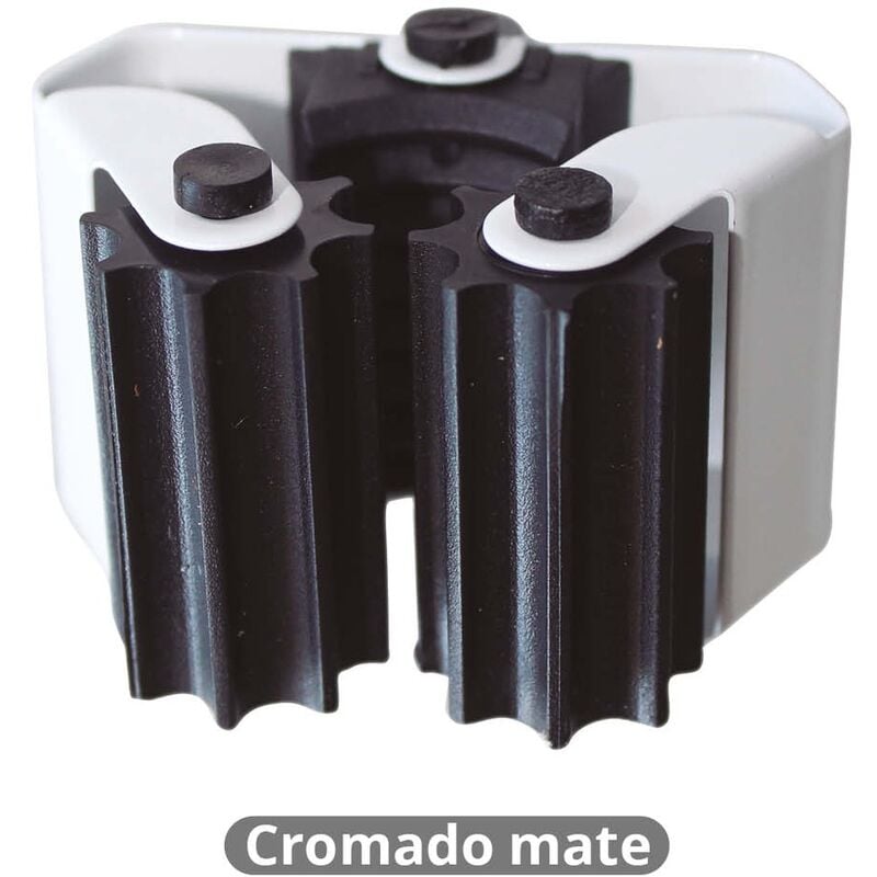 

Sujetaescobas acero con rodillos goma - Cromado mate