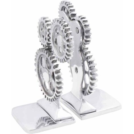Sujetalibros 2 pcs Plateado 10 x 10 x 22 cm Aluminio
