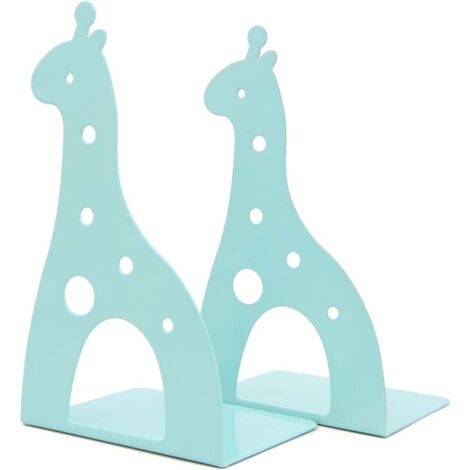 Sujetalibros antideslizante de hierro con forma de jirafa - 17,5 cm - Para niños, biblioteca, escuela, oficina, hogar - Azul