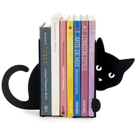 Sujetalibros de metal negro Animales Gato