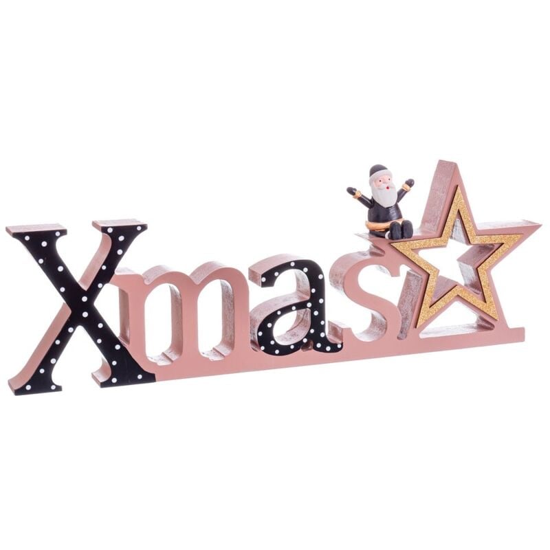 

Sujetalibros navideño de madera rosa de 40x4x13 cm