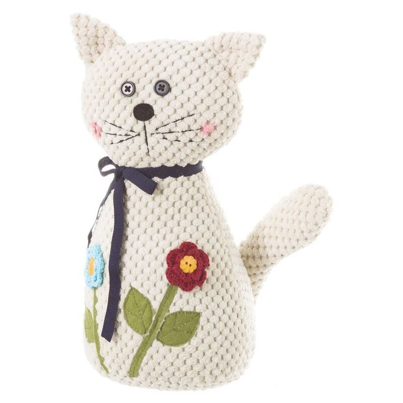 

Sujetapuertas de tela / arena gato blanco clásico de 27x18x13 cm