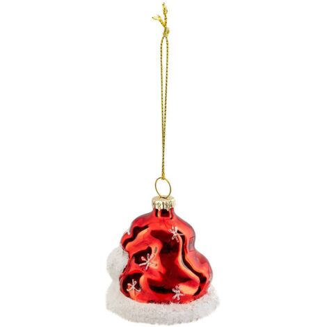 Sujeto campana de vidrio bonete H.6cm rojo - Feeric lights & christmas