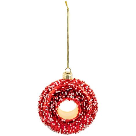 Sujeto donut vidrio H.9cm rojo - Feeric lights & christmas