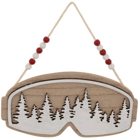 Sujeto pasamontañas abeto reflejos madera l.16cm marrón - Feeric lights & christmas