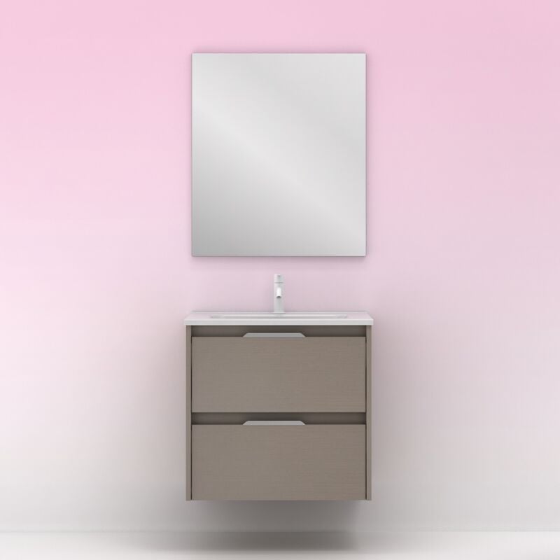 Amizuva - suki ensemble meuble + lavabo Couleur : Fumé sablé - Dimensions : 60 cm