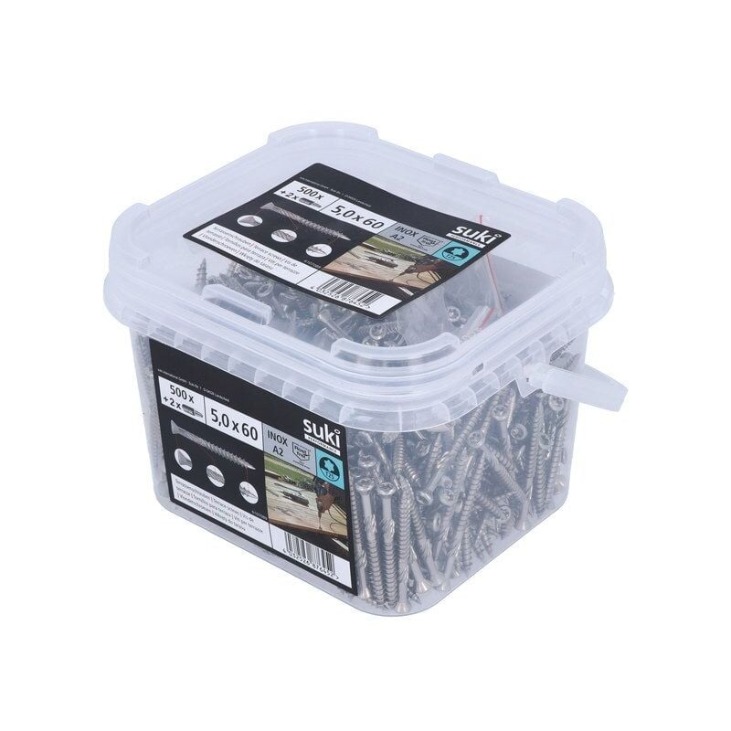 SUKI Lot de 500 vis terrasse inox tête fraisée SUKI, Ø5 x L.60 mm