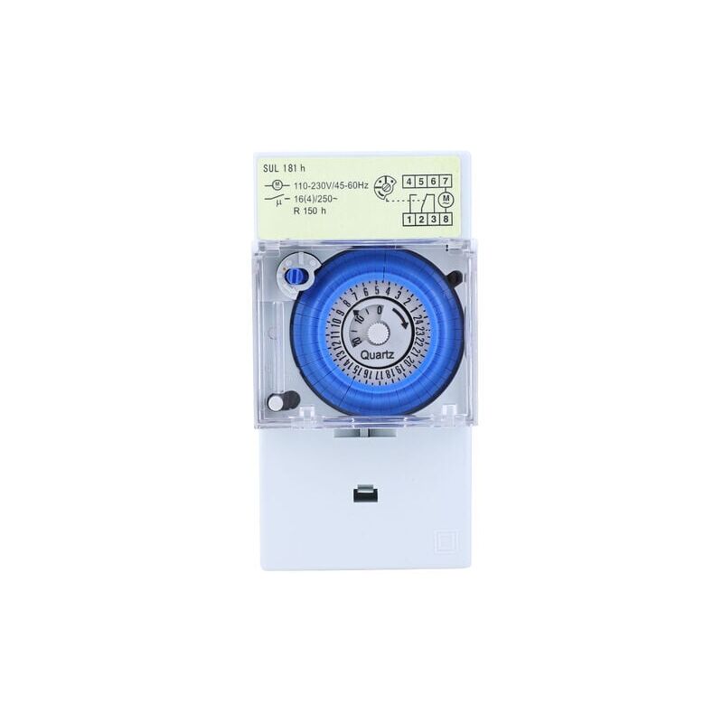 SUL181h Minuterie mécanique, minuterie à quartz 24 heures,horloge modulaire,interrupteur relais, 110230VAC 16A