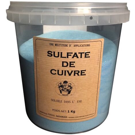 Sulfate de cuivre 1kg – Poudre pour traitement de piscine – Action algicide et fongicide – Élimine algues et champignons – Dousselin