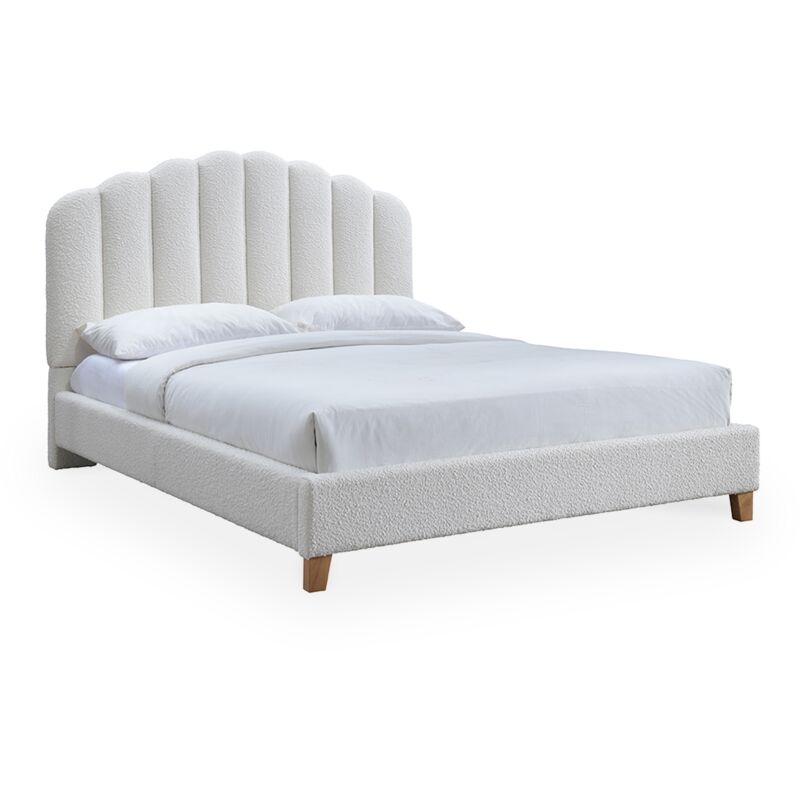 Mobilier Deco - sulia - Lit double effet peau de mouton écru 160x200 cm