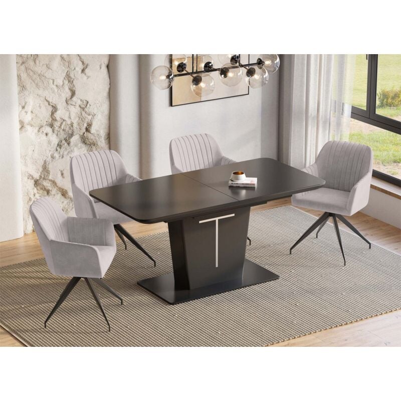 Deco In Paris - sulia - Table à manger rectangulaire à rallonge design noir sulia