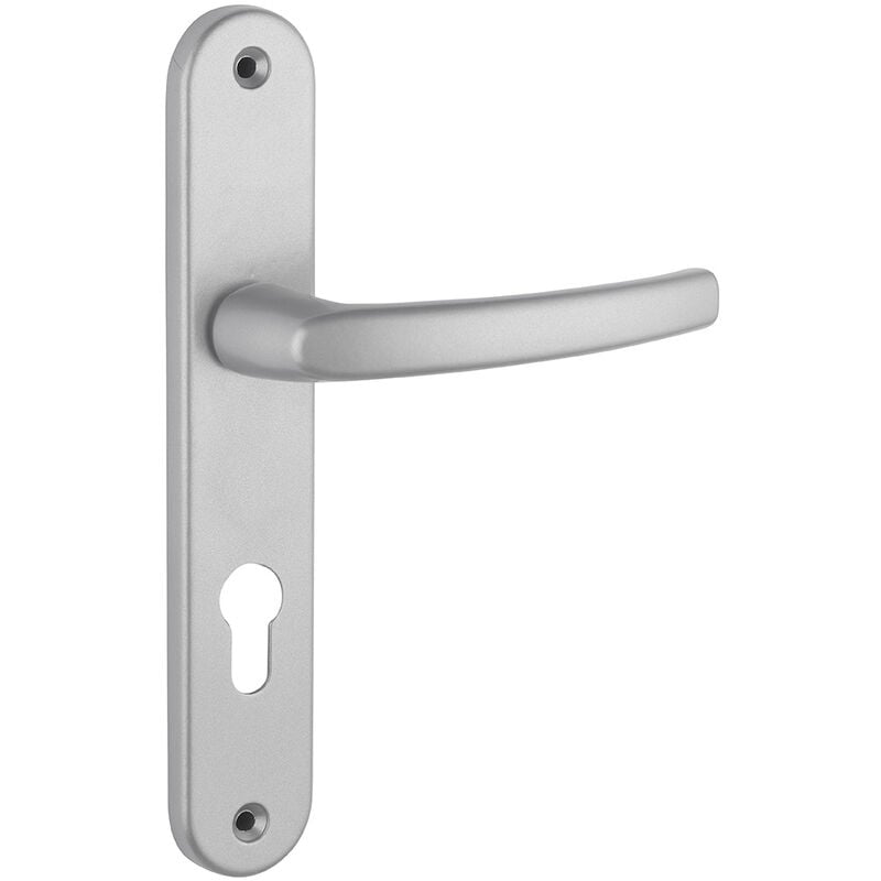 Thirard - Ensemble de poignées pour porte d'entrée Sultane trou de cylindre, carré 7mm, entr'axes 195mm, argent