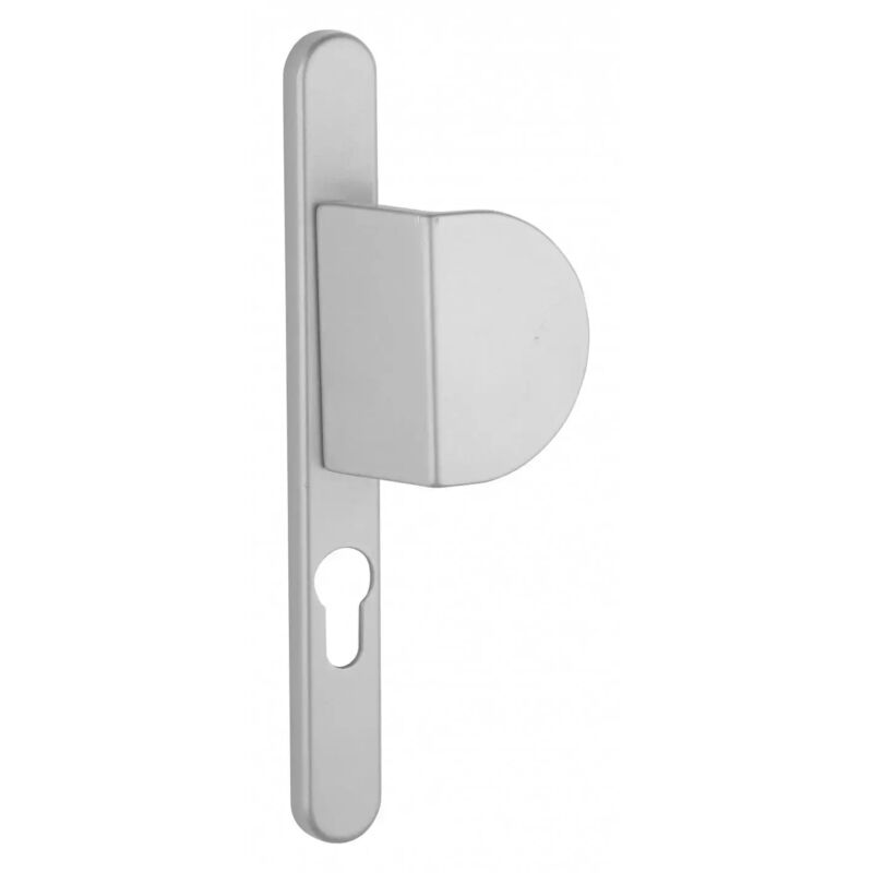 Ensemble de poignées pour porte d'entrée palière Sultane trou de cylindre, carré 7mm, entr'axes 195mm, argent