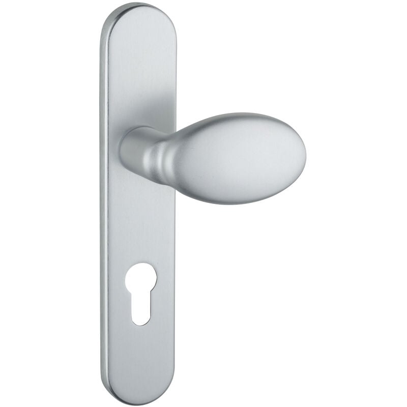 Thirard - Ensemble de poignées pour porte palière Sultane trou de cylindre, carré 7mm, entr'axes 195mm, argent