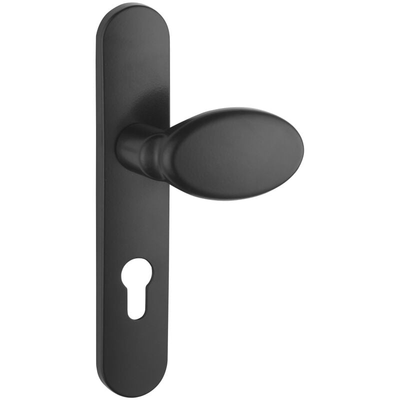 Thirard - Ensemble de poignées pour porte palière Sultane trou de cylindre, carré 7mm, entr'axes 195mm, noir