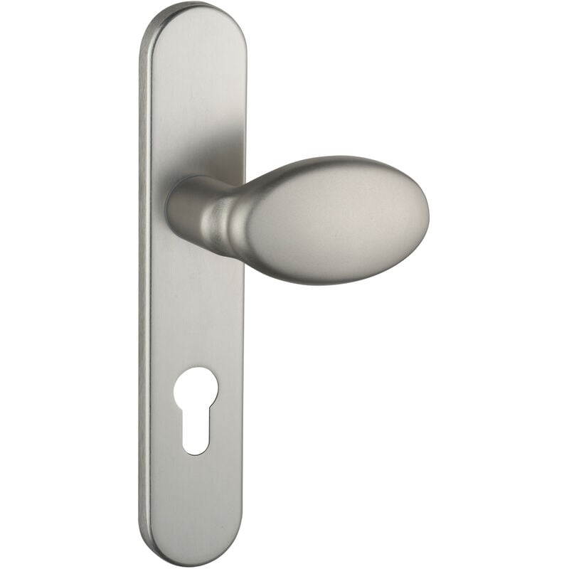 Ensemble de poignées pour porte palière Sultane trou de cylindre, carré 7mm, entr'axes 195mm, gris