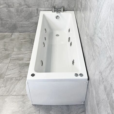 Suma Square Style Whirlpool Spa Bath 1600 x 700mm with Jet & Light Options, 6 Jets