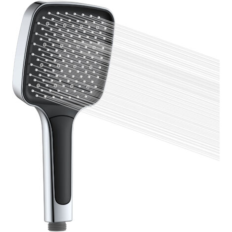SUMERAIN Pommeau de douche carré chromé à haute pression, Douchette économie d'eau avec trois types de jets (116 mm)