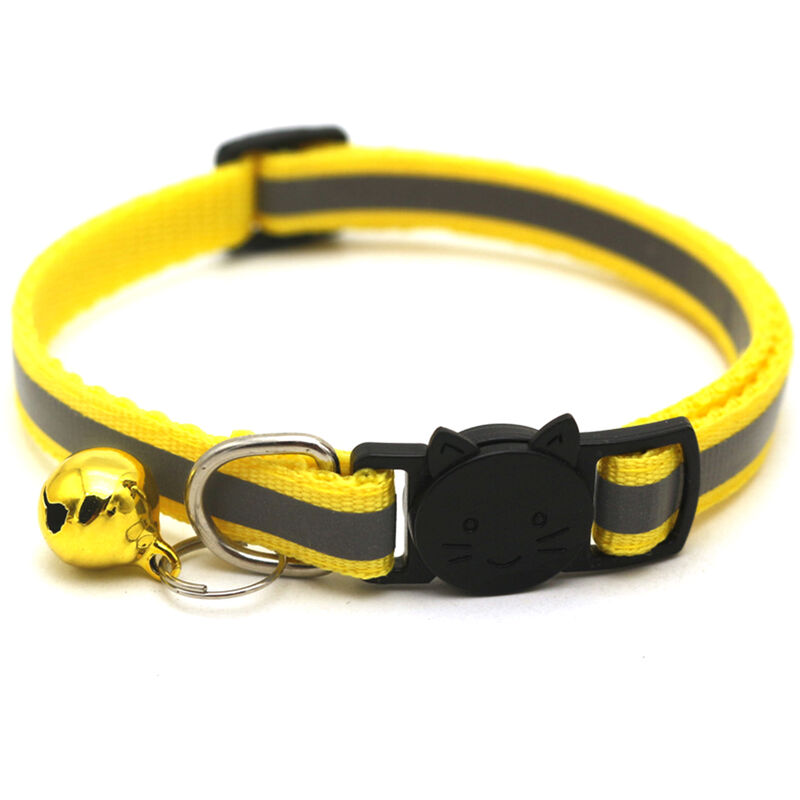 

Suministros para mascotas Collar de parche reflectante Hebilla de liberacion Ajuste de campana Collar para mascotas ajustable,Amarillo