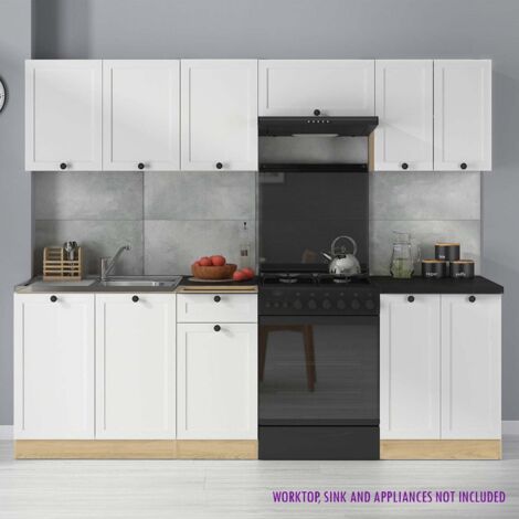 Summer 7 Unit Kitchen Cabinets Set 230cm - White / Bernstein Oak