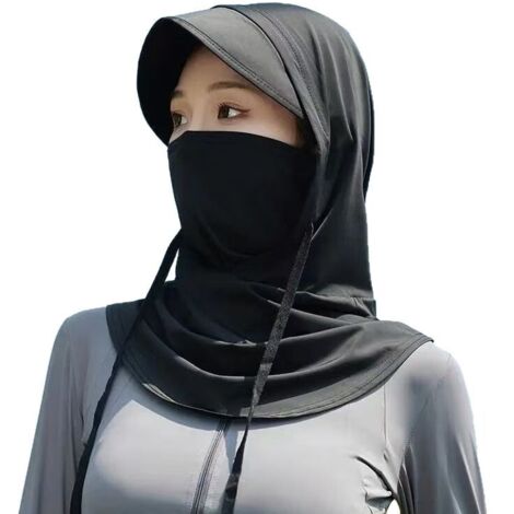 Summer Balaklava Hat Ski Face Mask Unisex Sun Protection UV Protection Hood Breathable Full Head Coverage Outdoor Fishing Cycling - Black
