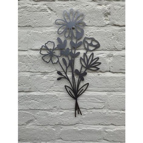 Summer Bouquet Garden Wall Art - W30 x H50 cm - Black
