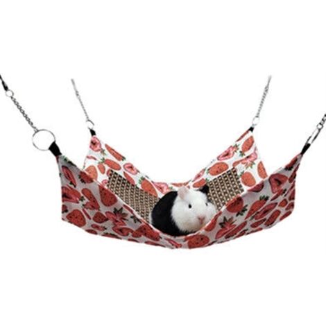 Summer Cooling Hamster Hammock for Small Pets Cute Design, Easy Cleaning and Comfortable for Hamster, Guinea Pig, Rabbit, Chinchilla(Strawberry)