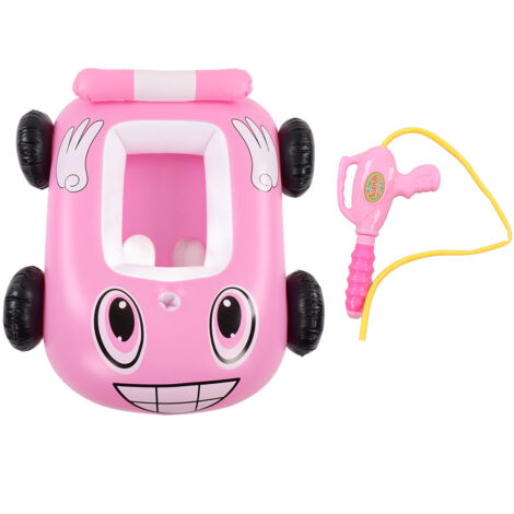 Summer Inflatable Fire Boat Car Shaped Babies Swim Float Boat Pool Float For Kids Pink