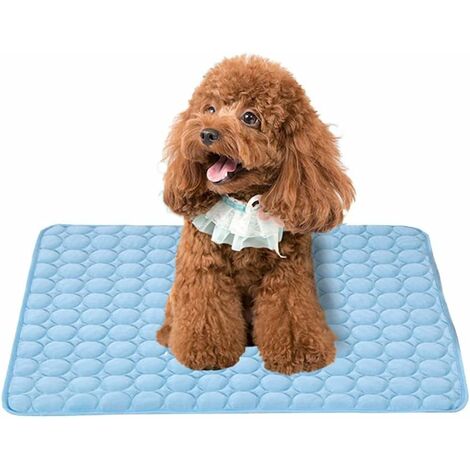 Summer Pet Mat (Blue Wrap - M：6050cm), Dog and Cat Sofa Mat, Pet Supplies, Cool Mat Ice Silk Cooling Den Mat, Summer Dog Cooling Mat