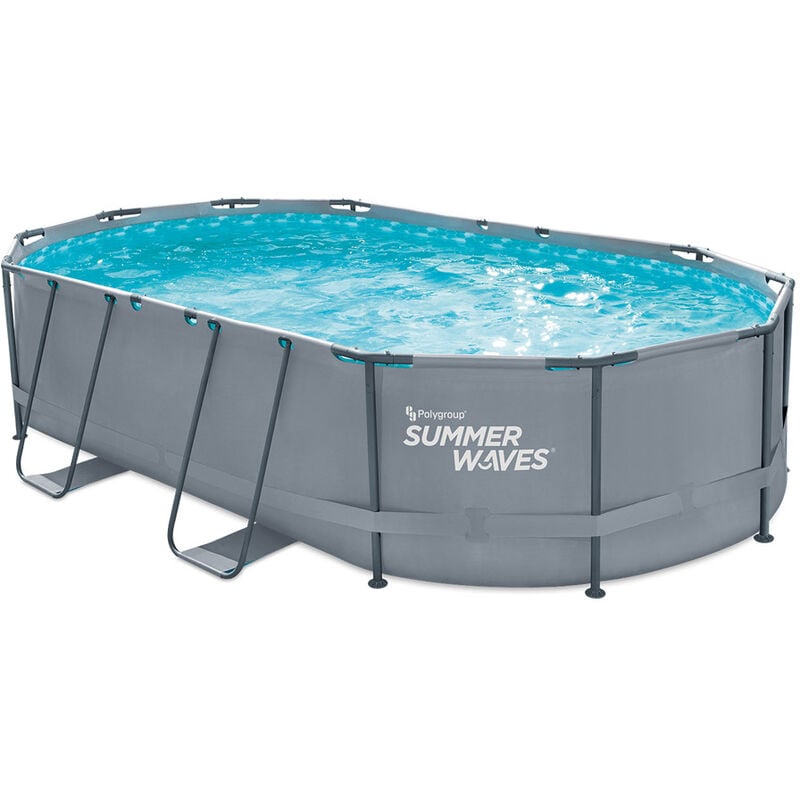 Frame Pool Ovale 488x305x107 cm Gris Kit piscine hors sol Piscine de jardin & piscine en plastique - Summer Waves
